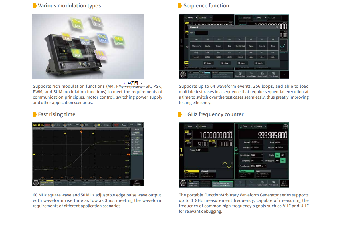 DG902 Pro 70MHz 1.25GSa/s 16-B - Function Arbitrary Waveform Generator incelemesi ve fiyatı